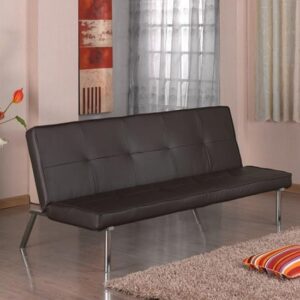 Sancia PU Leather Sofa Bed With Chrome Legs In Brown