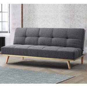 Soren Fabric Sofa Bed With Wooden Legs In Grey