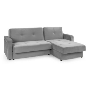 Kalil Plush Velvet Universal Corner Sofa Bed In Grey
