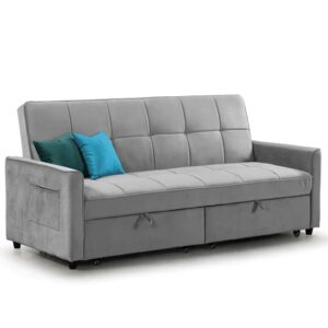 Elegances Plush Velvet Sofa Bed In Grey