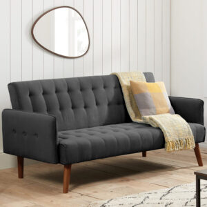 Huston Fabric Sofa Bed With Oak Legs In Charcoal